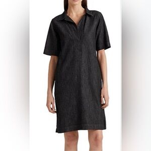 Ralph Lauren Denim Dress Polo Shirt Style in Black Dark Grey Size Small Petite